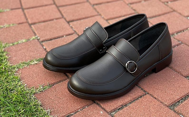 【職人手作り】靴ずれから解放 やわらかベルトローファー 学生靴 通学 通勤 冠婚葬祭  A0663（ダークブラウン）