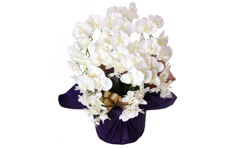 枯れないアーティフィシャルフラワー胡蝶蘭　5本立ち／ホワイトイエロー