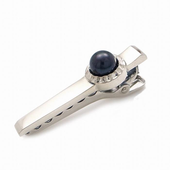 天然ブラックパール 銀製 タイピン DK-046　　