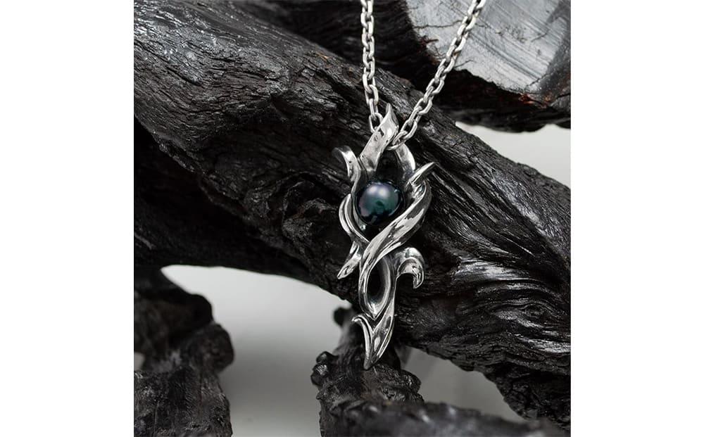 天然ブラックパール 銀製 ペンダント DT-446　　