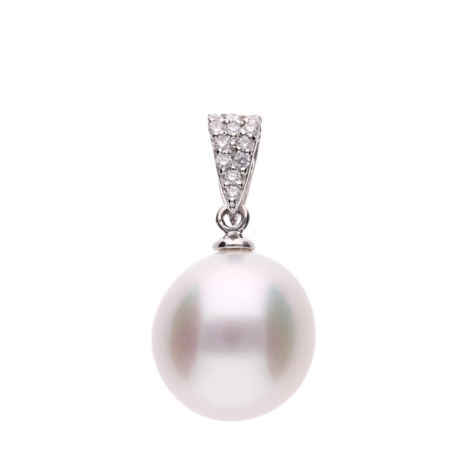 【星涼し】シロチョウパール ダイヤモンド プラチナ ペンダントトップ｜無調色 白蝶真珠 南洋真珠 10mm PT900