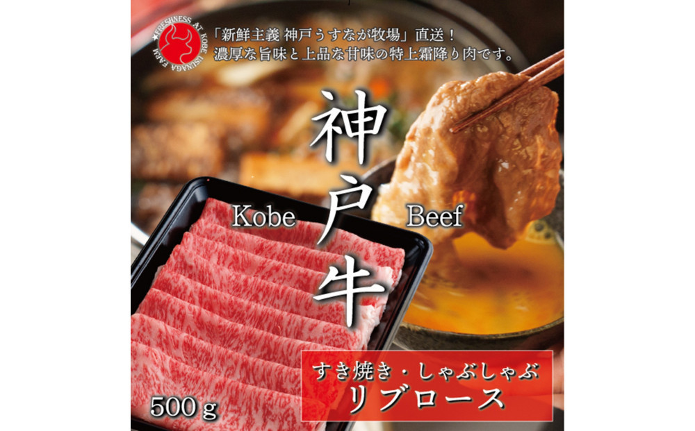 神戸牛 純但馬うすなが牛 リブローススライス500g【うすなが牧場】FU1