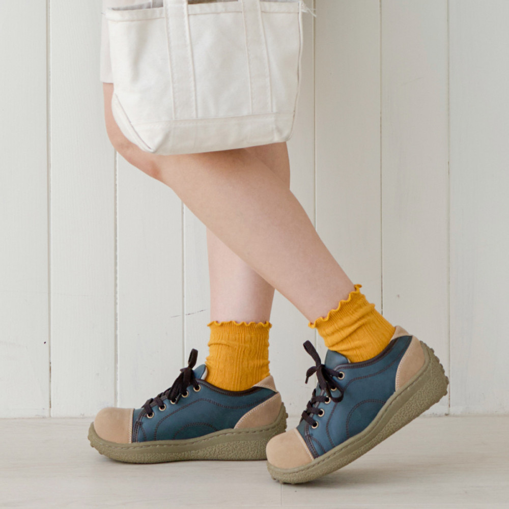 ポルカ｜ネイビー  L【37】(24.0cm) レディース スニーカー 幅広 甲高 外反母趾 ゆったり 3E 大人気 厚底 靴