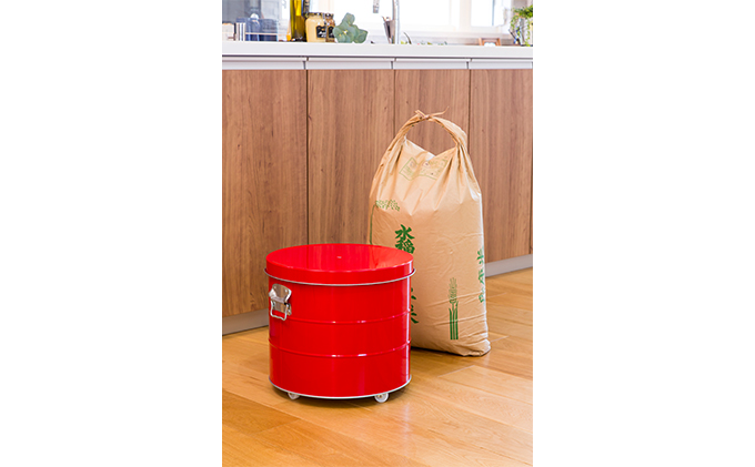 バケツ職人が作るトタンの米びつ・20kgキャスター付／純国産 防虫 インテリア【シルバー】