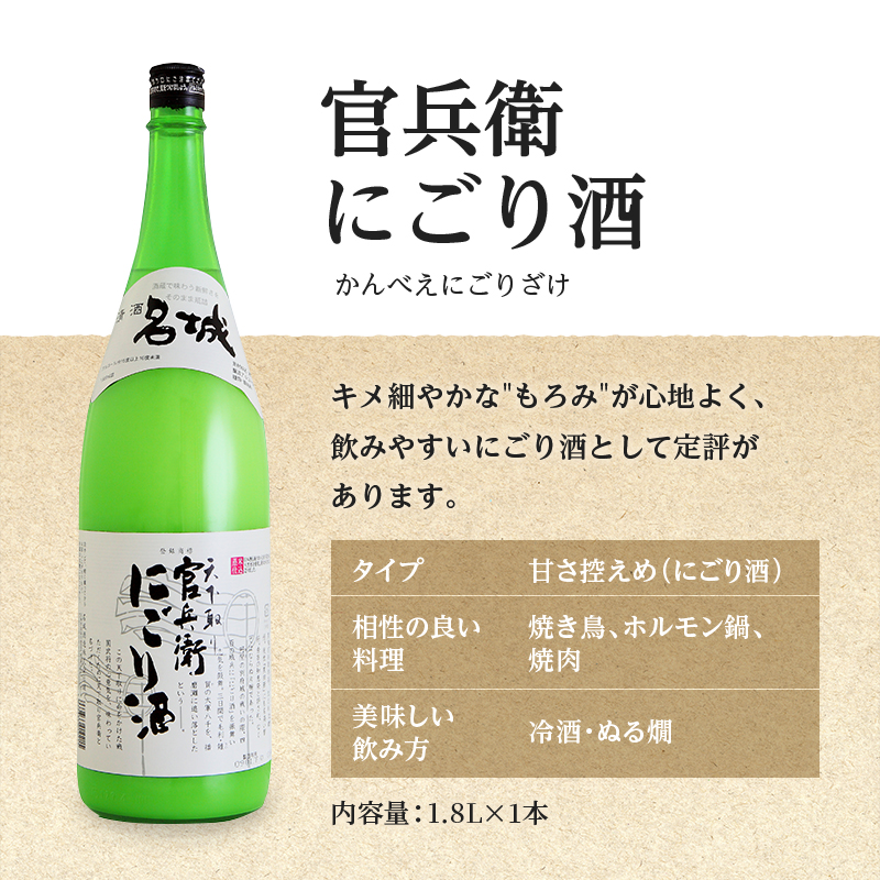 日本酒 定期便 4ヶ月 蔵人の晩酌 3種 1.8L 各1本 飲み比べ セット 兵庫 男山 ＆ 官兵衛 にごり酒 ＆ 官兵衛しぼりたて 飲み比べセット 名城酒造 地酒 お酒 酒 アルコール 一升瓶 1800 日本酒セット 播州 兵庫 兵庫県 姫路市 定期 4回