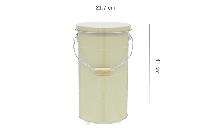 バケツ職人が作るトタンの米びつ・10kgキャスター付／純国産 防虫 インテリア【緑】