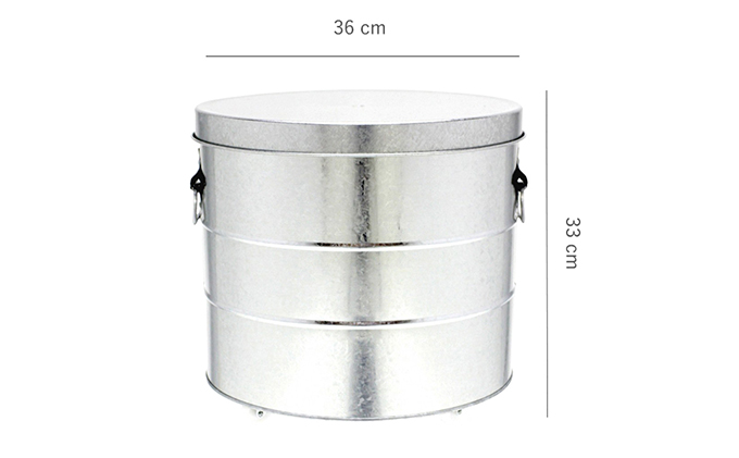 バケツ職人が作るトタンの米びつ・20kgキャスター付／純国産 防虫 インテリア【シルバー】