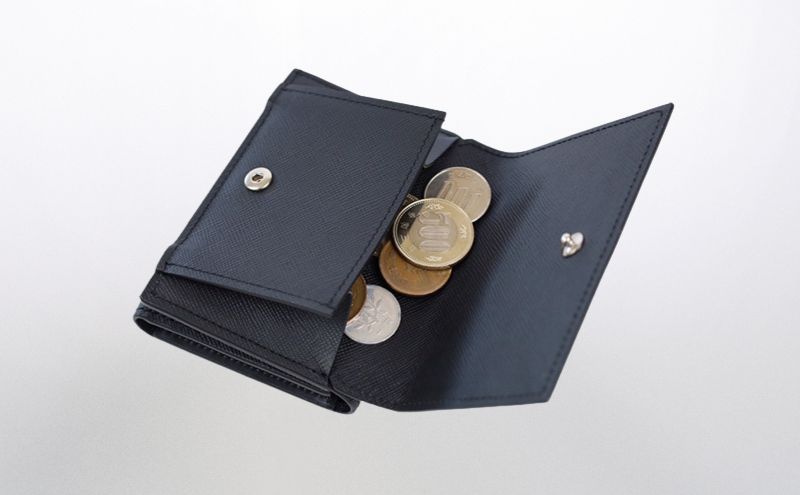 防水革 三つ折り財布 ブラック ベージュ ブルー ピンク オレンジ ネイビーグリーン レザー ユニセックス 財布 ウォレット 本革 日本製 職人手づくり 姫路市 兵庫県 ブルー