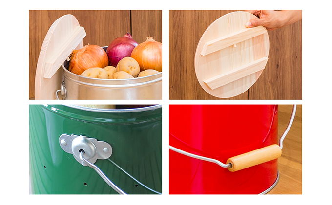 バケツ職人が作る野菜ストッカー大サイズ／純国産 インテリア【赤】