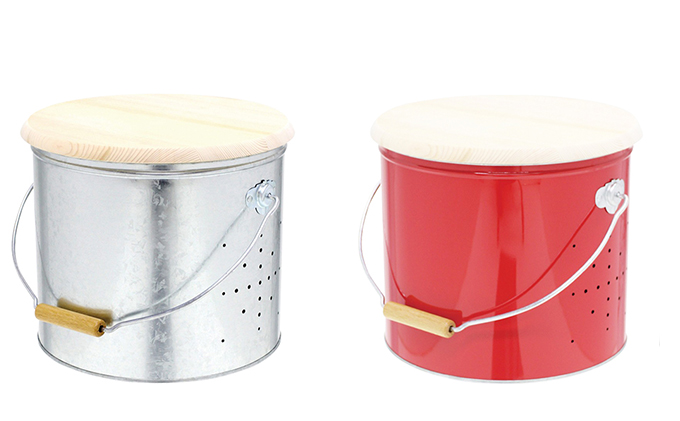 バケツ職人が作る野菜ストッカー大サイズ／純国産 インテリア【赤】