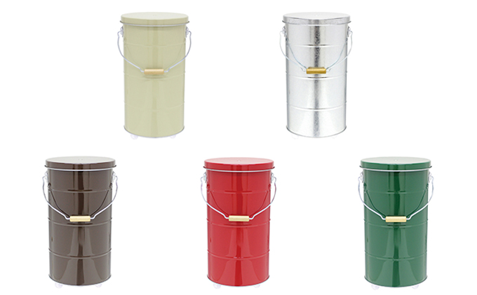 バケツ職人が作るトタンの米びつ・10kgキャスター付／純国産 防虫 インテリア【緑】