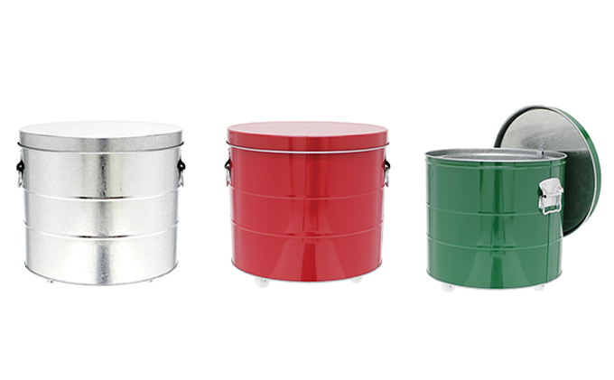 バケツ職人が作るトタンの米びつ・20kgキャスター付／純国産 防虫 インテリア【シルバー】