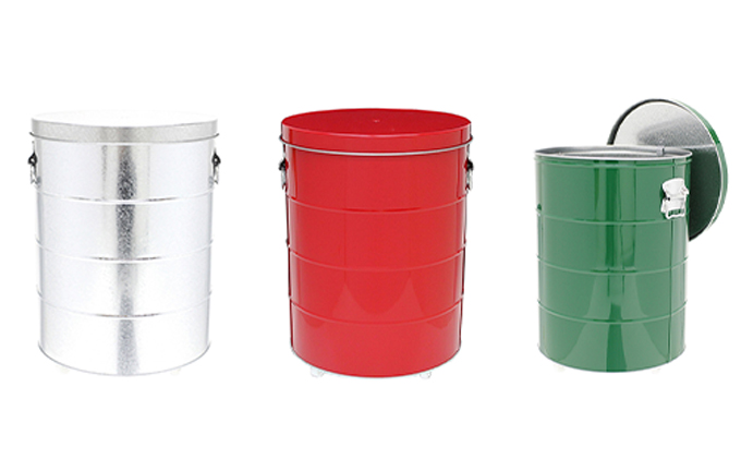 バケツ職人が作るトタンの米びつ・30kgキャスター付／純国産 防虫 インテリア【赤】