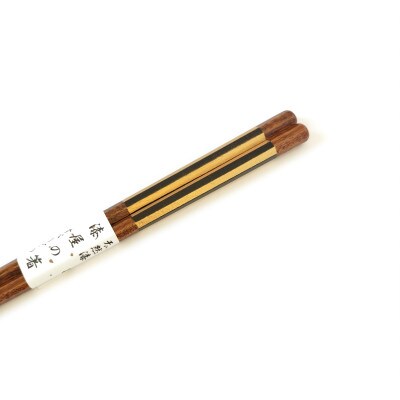 漆塗箸　摺八角金短冊　黒