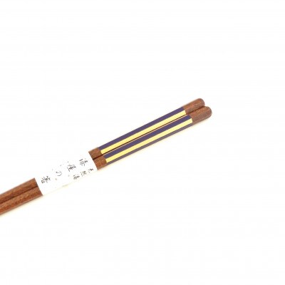 漆塗箸　摺八角金短冊　紫