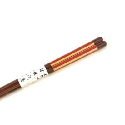 漆塗箸　摺八角金短冊　本朱