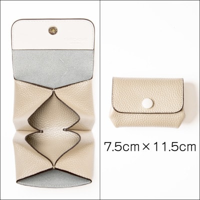 上品に輝くシルバーのミニ財布 ハンドウォレット たつの市産シュリンク型押し牛革 HEDGE