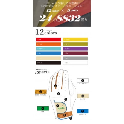 オーダーメイドゴルフグローブお仕立券【プレミアム】ベースカラー:ホワイト