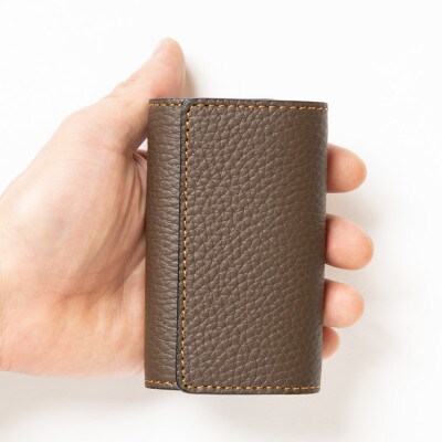 本革キーケース[ダークブラウン]5連キーフック シュリンク型押し