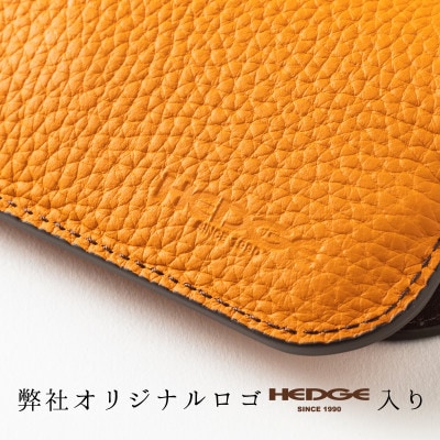 たつの市産オレンジ牛革のシンプルメガネケース シュリンク型押し[革製品のHEDGE]
