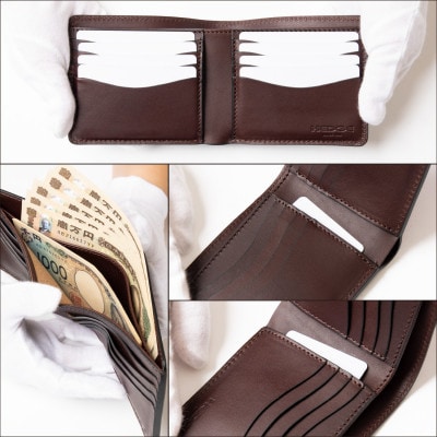 HEDGE 革の風合い抜群!カード収納に特化した二つ折り財布 兵庫県たつの市産牛革使用