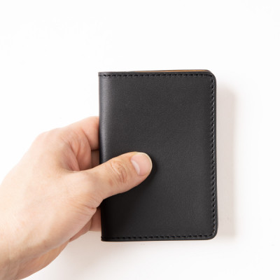 [HEDGE] 国産オイルレザーを使用した免許証専用カードケース(ブラック)1個