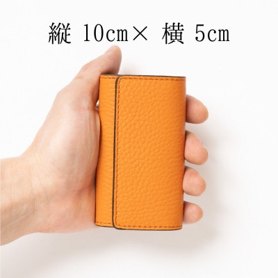 HEDGE　たつの市産オレンジ牛革を使用したキーケース　4連キーフック シュリンク型押し
