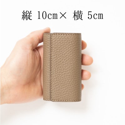 上品で煌びやかなトープ×ゴールドのレザーキーケース 4連強力キーフック たつの市産牛革　HEDGE