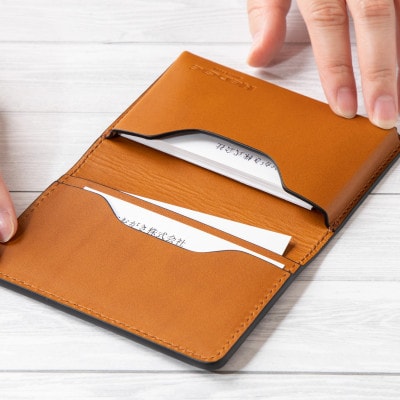 国産本革の名刺入れ(ブラウン)たつの市産染料仕上げの牛革で風合い抜群　HEDGE