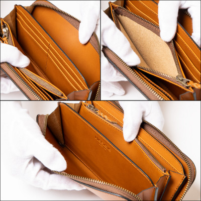 HEDGE  牛革本来の表情そのままに 染料染めラウンド長財布(ブラウン) 兵庫県たつの市産牛革使用