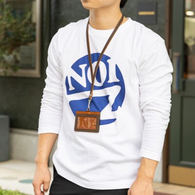 本革カードケース[ダークブラウン×ブラウン」ID/社員証専用 ストラップ付き