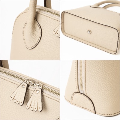 HEDGE　シュリンク型押し牛革 淡いベージュのレディースバッグ たつの市産牛革を使用した鞄です