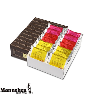 マネケン ベルギーワッフル 14個入ギフトセット プレーン ココア いちご(TP14-PCIG)