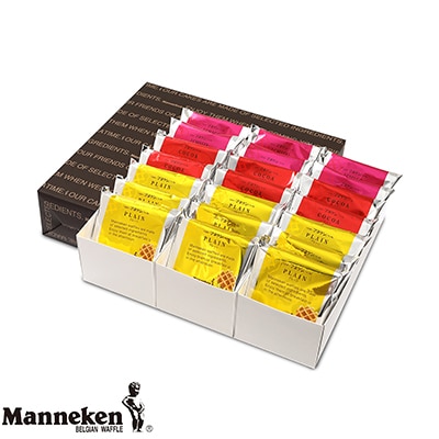マネケン ベルギーワッフル 21個入ギフトセット プレーン ココア いちご(TP21-PCIG)