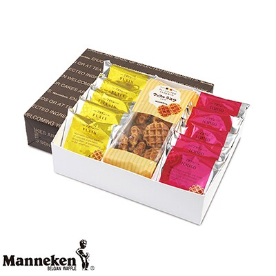 マネケン ベルギーワッフル ワッフルラスク入りギフトセット プレーン いちご(TP10-PIGR)