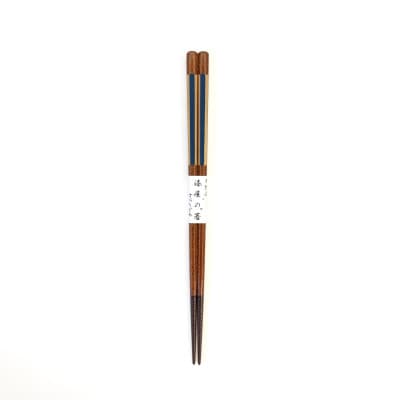 漆塗箸　摺八角金短冊　青