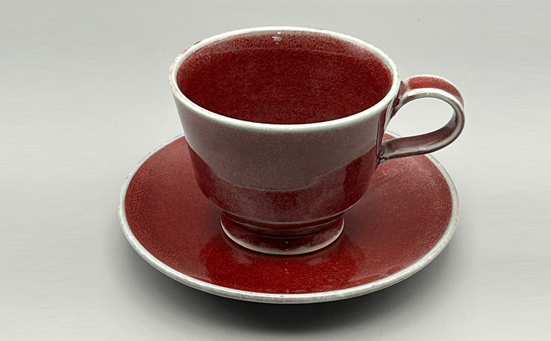 辰砂 コーヒーカップ ＆ ソーサー 陶器 化粧箱入り 食器 食洗機可 カップアンドソーサー ギフト 贈答 兵庫県 洲本市 淡路島