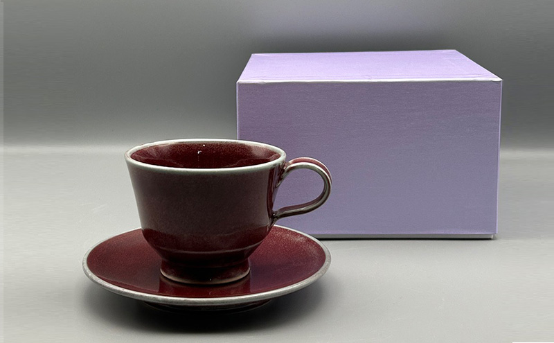 辰砂 コーヒーカップ ＆ ソーサー 陶器 化粧箱入り 食器 食洗機可 カップアンドソーサー ギフト 贈答 兵庫県 洲本市 淡路島