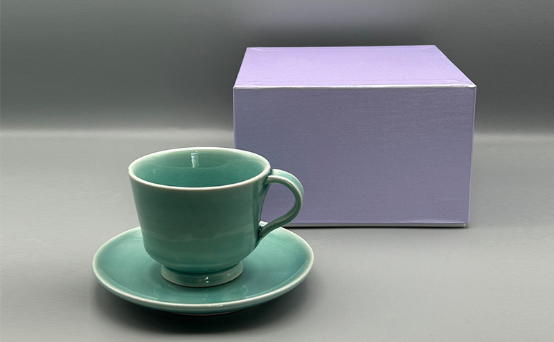 青釉 コーヒーカップ ＆ ソーサー 陶器 化粧箱入り 食器 食洗機可 カップアンドソーサー ギフト 贈答 兵庫県 洲本市 淡路島