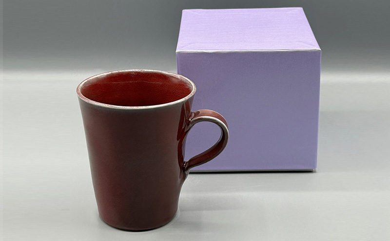 辰砂 マグカップ 陶器 化粧箱入り 食器 食洗機可 食洗器 コップ ギフト 贈答 日本製 兵庫県 洲本市 淡路島