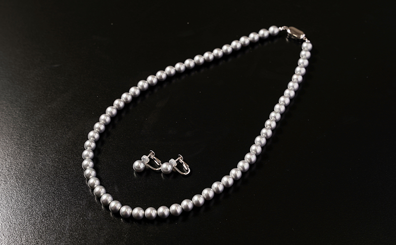 島珠 ネックレス イヤリング 7mm セット グレー パール アクセサリー ジュエリー 装飾品 兵庫県 洲本市 淡路島
