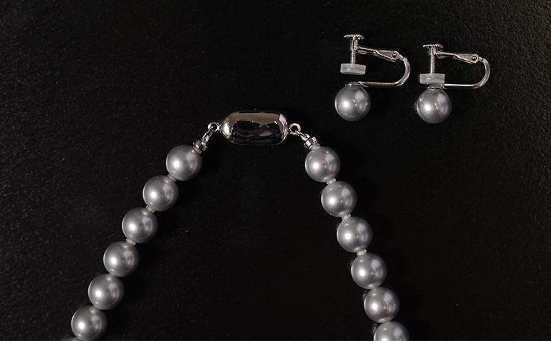 島珠 ネックレス イヤリング 7mm セット グレー パール アクセサリー ジュエリー 装飾品 兵庫県 洲本市 淡路島