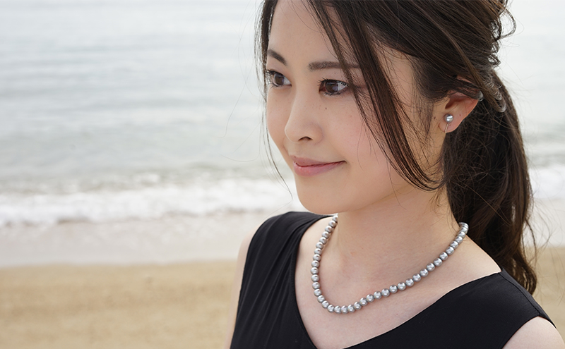 島珠 ネックレス イヤリング 7mm セット グレー パール アクセサリー ジュエリー 装飾品 兵庫県 洲本市 淡路島