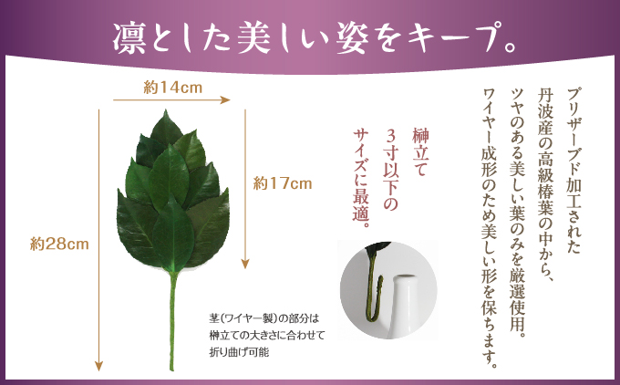 プリザーブド 榊 Sサイズ（1対 2束）【天然 国産 サカキ 神棚 神具 祭壇 玉串 神事 仏壇 仏花 お供え お墓 お盆 お彼岸 新盆 祭 水かえ不要 枯れない プリザーブドフラワー】