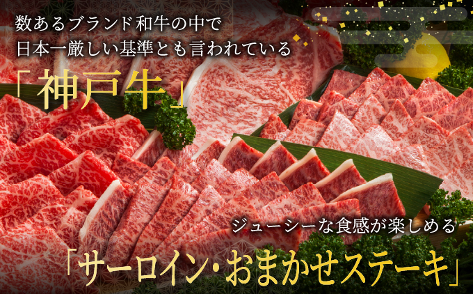 神戸牛 希少部位 おまかせ ステーキ セット（サーロイン 1枚・おまかせステーキ 4枚）660g【あしや竹園】[054-a019]