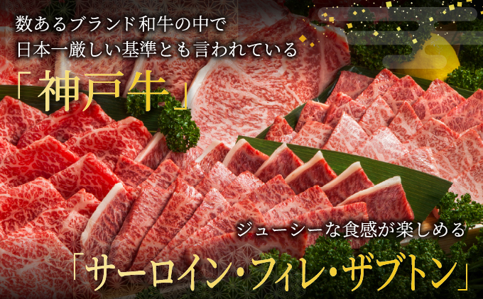 神戸牛 焼肉 頂セット（サーロイン ・ フィレ ・ ザブトン）600g【あしや竹園】[054-a025]