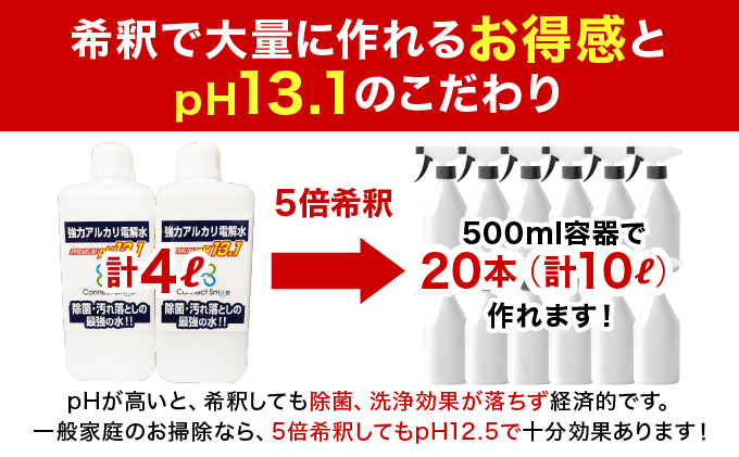 強力アルカリ電解水 13.1ＰＨ 4リットル[除菌  洗浄 消臭 掃除 大掃除 住宅用洗浄剤][003-a002]