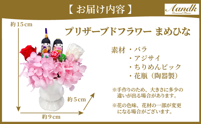 プリザーブドフラワー まめひな 【花 フラワー 天然 国産 ギフト プレゼント ひな祭り ひなまつりお雛様 おひなさま 節句 ひな飾り 記念日 水かえ不要 枯れない プリザーブドフラワー】073-a022