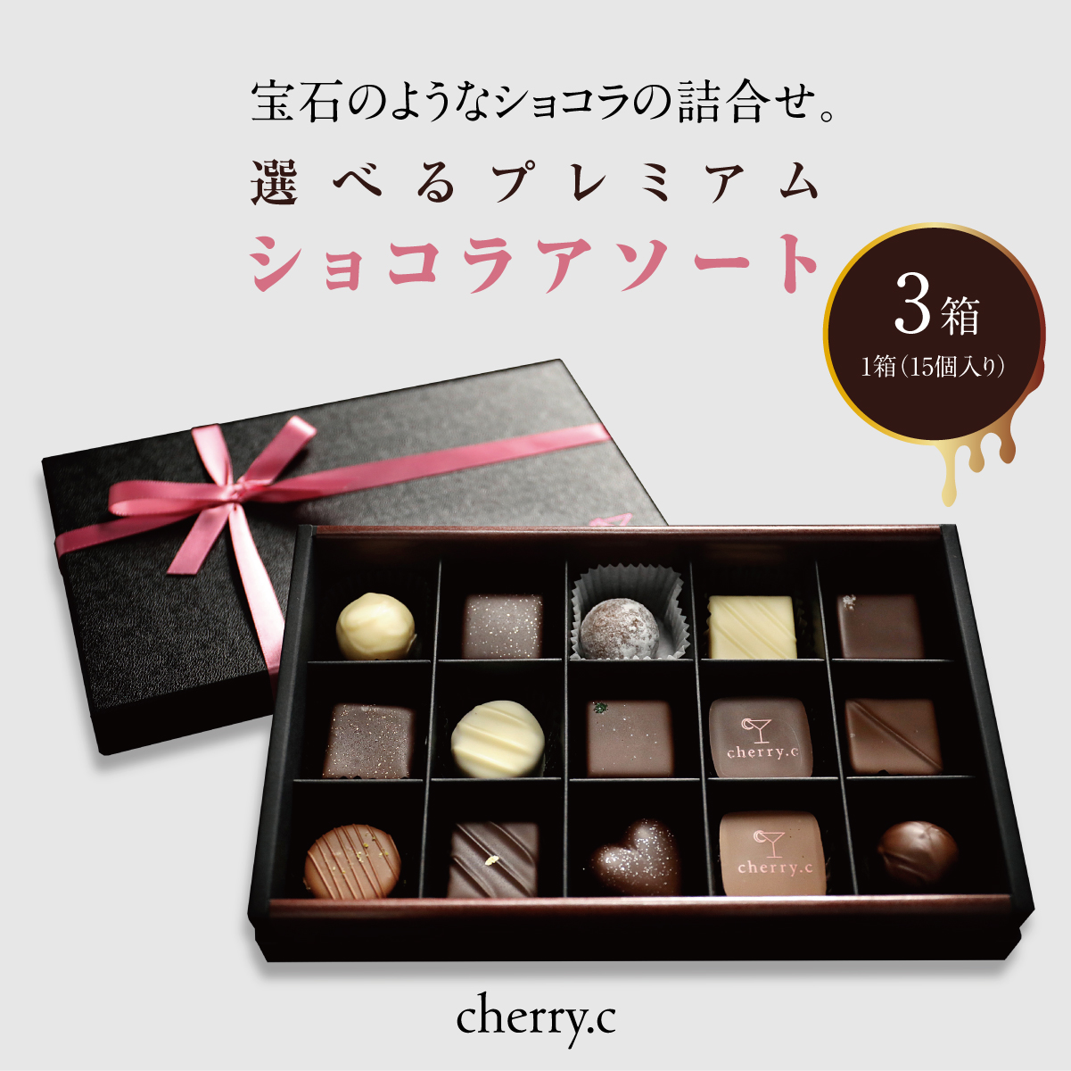 プレミアム ショコラ アソート15個×3【cherry.c】お菓子 洋菓子 贈り物 ギフト 手土産 詰め合わせ チョコレート チョコ ショコラ スイーツ ベルギー ビター バレンタイン ホワイトデー [024-a006_A]