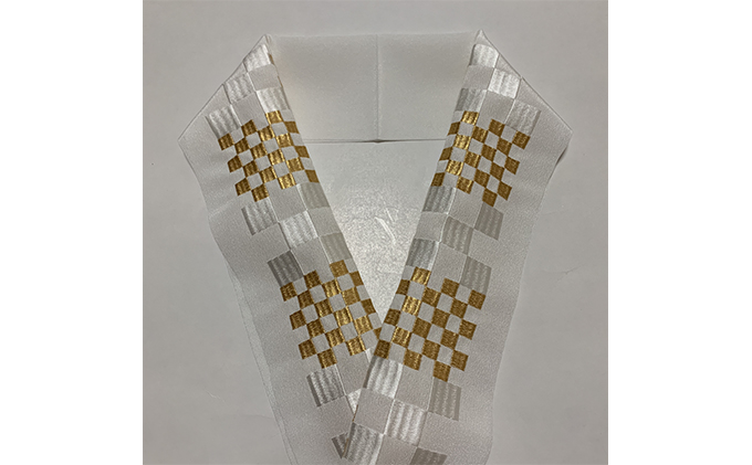 半衿　市松柄　ゴールド　刺繍